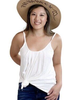 Basic White Pleated Loose Fit Cami Tank Top